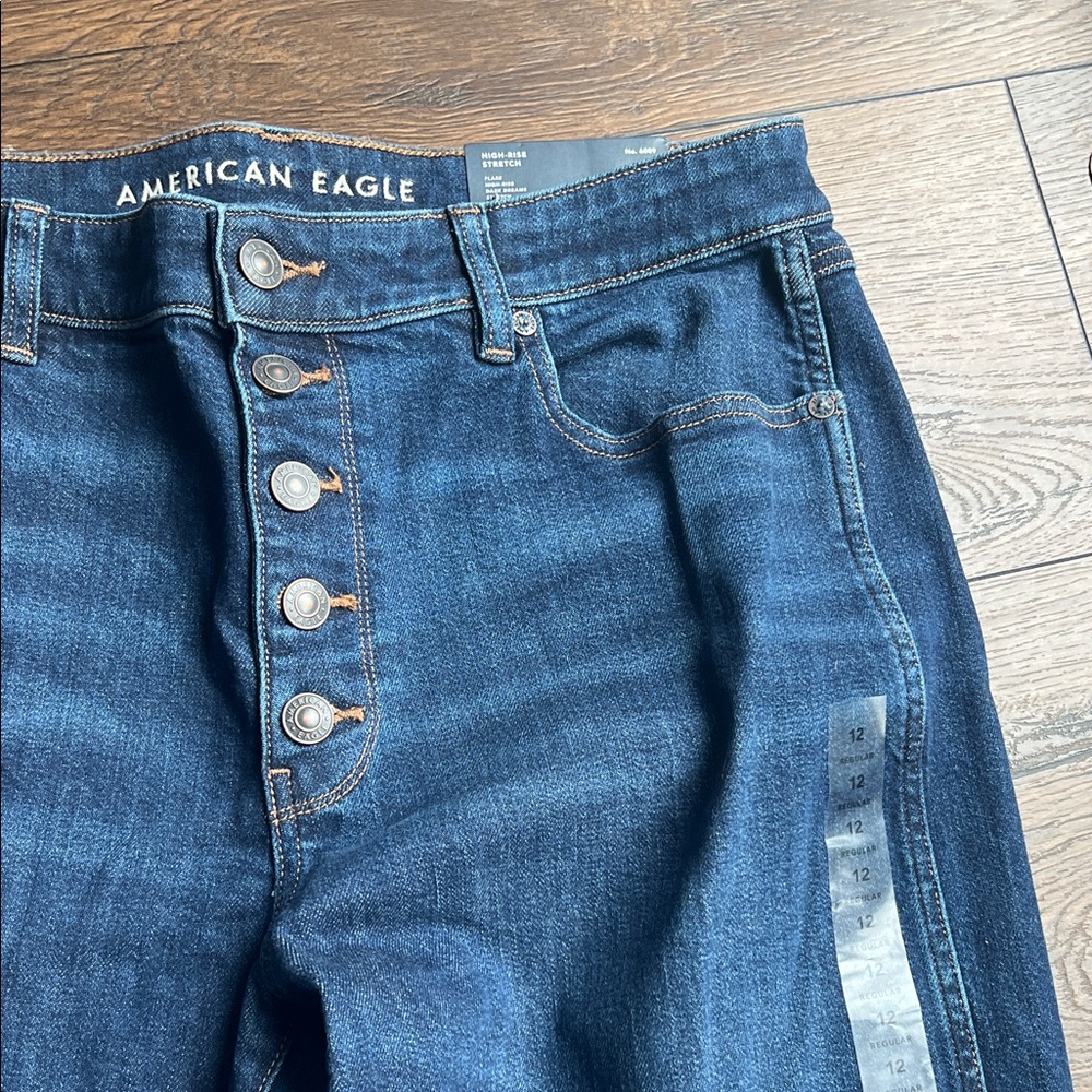 American Eagle Outfitters Dark Blue Flare Jeans - Picture 2 of 6